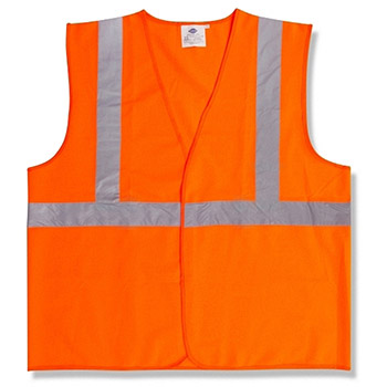 Cordova V220 Solid Orange Class II Vest, ANSI/ISEA 107-2010, Polyester Fabric, Hook & Loop Closure - Each