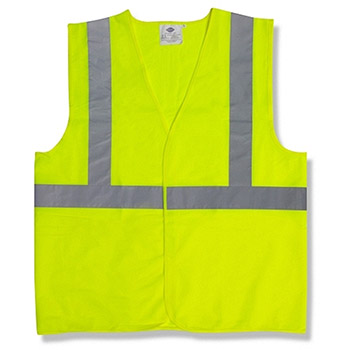 Cordova V221 Solid Lime Class II Vest, ANSI/ISEA 107-2010, Polyester Fabric, Hook & Loop Closure - Each