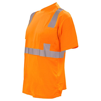 Cordova V410 Class II Orange Mesh T-Shirt, 100% Polyester, Chest Pocket, 2" Silver Reflective Tape - Each