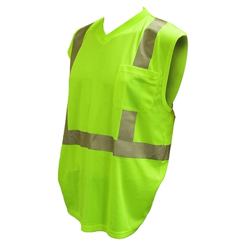 Cordova V421 Class II Sleeveless Shirt, 100% Lime Polyester Mesh, 2" Silver Reflective Tape, Chest Pocket - Each