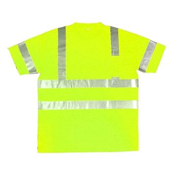 Cordova V431 Class III Short Sleeve Tshirt, 100% Lime Polyester Mesh, 2" Reflective Tape, One Chest Pocket - Each