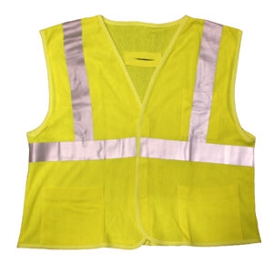 Cor-Brite Type R, Class II FR Modacrylic Lime Mesh Vest, 5.8oz Glenguard Modacrylic/Aramid Mesh, Hook & Loop Clsoure, 2-Inch Silver Reflective Tape