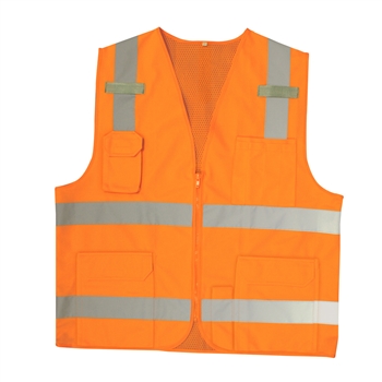 Cordova VS280 Class II Surveyors Vest, Solid Orange Polyester Front, Orange Polyester Mesh Back, Zipper Closure - Each