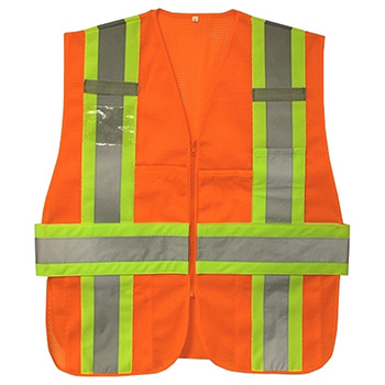 Cordova VS290P Expandable Class II Vest, Two Tone Reflective Tape, Orange Polyester Mesh Fabric - Each