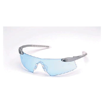 Crews DS143 Desperado Safety Glasses With Silver Frame And Light Blue Polycarbonate Duramass Anti-Scratch Lens