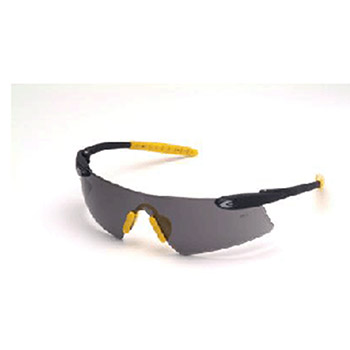 Crews DS212 Desperado Safety Glasses With Black Frame With Yellow Nose Piece And Temples And Gray Duramass Scratch