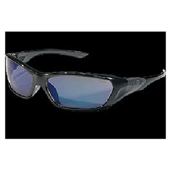 Crews FF128B ForceFlex Safety Glasses With Opaque Black Thermo Plastic Urethane (TPU) Frame And Blue Diamond Mirror P