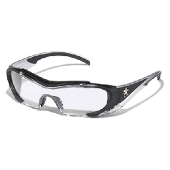 Crews HL110AF Hellion Safety Glasses With Black And Silver TPR Frame And Clear Duramass Anti-Scratch Anti-Fog Lens