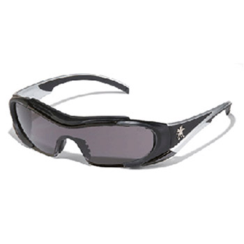 Crews HL112AF Hellion Safety Glasses With Black And Silver TPR Frame And Gray Duramass Anti-Scratch Anti-Fog Lens