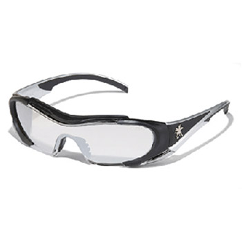 Crews HL119AF Hellion Safety Glasses With Black And Silver TPR Frame And Clear And Silver Duramass Anti-Scratch Anti-Fog