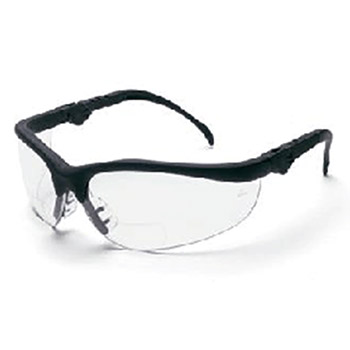 Crews K3H15 Klondike Magnifier 1.5 Diopter Safety Glasses With Black Frame And Clear Polycarbonate Duramass Anti-Scratch
