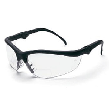 Crews K3H25 Klondike Magnifier 2.5 Diopter Safety Glasses With Black Frame And Clear Polycarbonate Duramass Anti-Scratch
