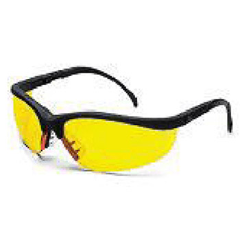 Crews KD114 Klondike Safety Glasses With Black Frame And Amber Polycarbonate Duramass Anti-Scratch Lens