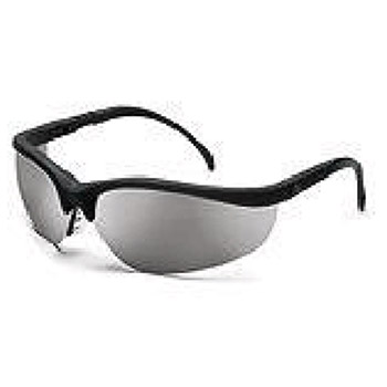 Crews KD117 Klondike Safety Glasses With Black Frame And Silver Polycarbonate Duramass Anti-Scratch Mirror Lens