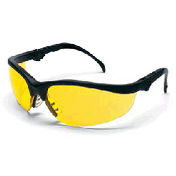 Crews KD314 Klondike Plus Safety Glasses With Black Frame And Amber Polycarbonate Duramass Anti-Scratch Lens