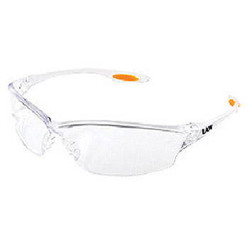 Crews LW210 Law 2 Safety Glasses With Clear Frame Clear Polycarbonate Duramass Scratch-Resistant Lens TPR Nose Pad, Per Dz
