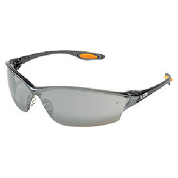 Crews LW217 Law 2 Safety Glasses With Smoke Frame Silver Mirror Polycarbonate Duramass Scratch-Resistant Lens TPR