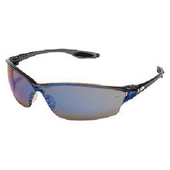 Crews LW218 Law 2 Safety Glasses With Smoke Frame Blue Diamond Mirror Polycarbonate Duramass Scratch-Resistant Lens