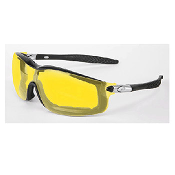 Crews RT114AF Rattler Safety Glasses With Black Frame And Amber Duramass Anti-Scratch Anti-Fog Lens