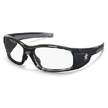 Crews SR110 Swagger Safety Glasses With Polished Black Polycarbonate Frame And Clear Polycarbonate Duramass Scratch-Resistant