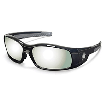 Crews SR117 Swagger Safety Glasses With Polished Black Polycarbonate Frame And Silver Mirror Polycarbonate Duramass