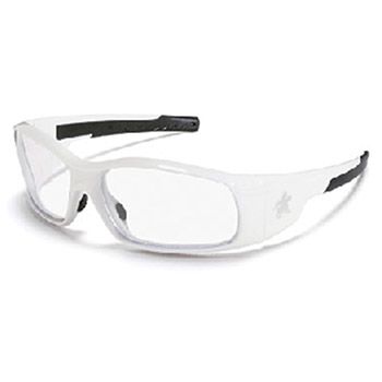 Crews SR120 Swagger Safety Glasses With Polished White Polycarbonate Frame And Clear Polycarbonate Duramass Scratch-