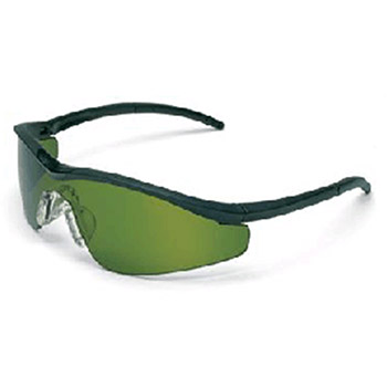 Crews T11130 Triwear Nylon Safety Glasses With Onyx Frame Green Shade 3 Polycarbonate Duramass Anti-Scratch Lens Case