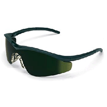 Crews T11150 Triwear Nylon Safety Glasses With Onyx Frame Green Shade 5 Polycarbonate Duramass Anti-Scratch Lens Case