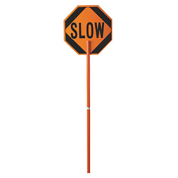 Cortina Safety Products CTM03-823P 24" Red And Orange Plastic Pole Mounted Paddle "STOP/SLOW" With Engineer Grade Hi-Intensity Sheeting And 81" Plastic Handle