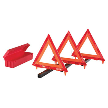 Cortina Safety Products CTM95-03-009 Fluorescent Orange Acrylic 3-Piece Triangle Warning Kit With -3- Triangles in Living Hinge Box