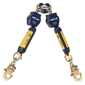 DBI/SALA 3101278 Nano-Lok Twin Leg Self Retracting Lifeline With Quick Connector Anchorage Connection And Two Steel