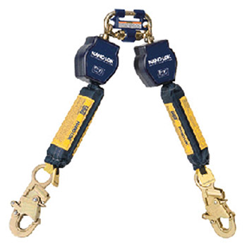DBI/SALA 3101279 Nano-Lok Twin Leg Self Retracting Lifeline With Quick Connector Anchorage Connection And Two Steel Snap