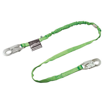 Miller By Honeywell DFP216TWLSZ76FG 216TWLS/Z76FG 6' Manyard HP Polyester Web Single-Leg Shock-Absorbing Green Lanyard With -2- 3/4" Locking Snap Hooks