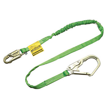 Miller By Honeywell DFP219TWRS6FTGN 219TWRS/6FTGN 6' Manyard HP Polyester Web Single-Leg Shock-Absorbing Green Lanyard With 3/4" Locking Snap Hook And 2 1/2" Locking Rebar Hook
