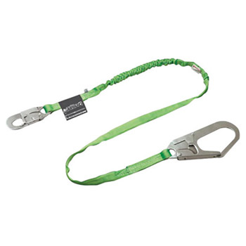 Miller By Honeywell DFP219TWRSZ76FG 219TWRS-Z7/6FG 6' Manyard HP Polyester Web Single-Leg Shock-Absorbing Green Lanyard With 3/4" Locking Snap Hook And 2 1/2" Locking Rebar Hook