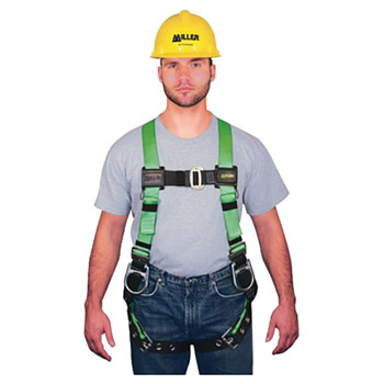 Miller by Honeywell Universal HP Non-Stretchable Full Body Style Harness With Back And Side D-Ring, Tool Belt Loop, Friction Shoulder Strap Buckle, Tongue Leg Strap Buckle, Mating Chest Strap Buckle, Sub-Pelvic Strap, Pull-Free Lanyard Ring And Belt Loop