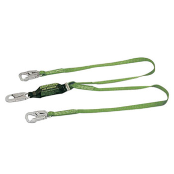 Miller By Honeywell DFP8798B6FTGN 6' BackBiter Polyester Web Twin-Leg Tie-Back Shock-Absorbing Lanyard With -1- 5/8" Locking Snap Hook, -2- 5/8" 5K Locking Snap Hooks And SofStop Shock Absorber