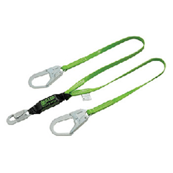 Miller 8798PCR6FTGN by Honeywell 6' Green Two Leg Vinyl-Coated Lanyard With SofStop Shock Absorber With 3 Locking Rebar Hooks