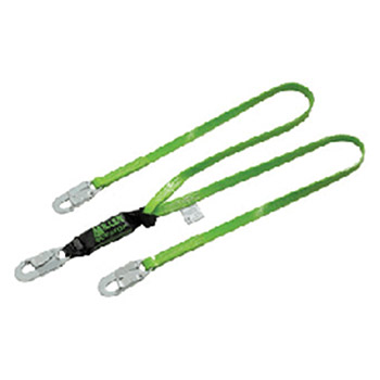 Miller 8798TZ76FTGN by Honeywell 6' Green Two Leg HP Lanyard With SofStop Shock Absorber With 3 2 1/2" Locking Rebar Hooks And ANSI Z359