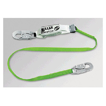 Miller 940WLSZ76FTG by Honeywell 6' Green Single Leg Lanyard With SofStop MAX Shock Absorber And 2 Locking Snap Hooks