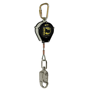 Miller By Honeywell DFPCFL29FT 9' Black Rhino Self-Retracting Stainless Steel Wire Rope Lifeline With Steel Twist-Lock Carabiner Unit Connector And Locking Swivel Snap Hook With Load Indicator Lanyard Connector