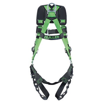 Miller By Honeywell DFPR10CNTBUGN Universal Revolution Construction/Full Body Style Harness With Mating Chest Strap Buckle, Tongue Leg Strap Buckle, Cam Buckle, Stand-Up D-Ring, Self-Contained Label Pack, Web Finials And Integrated Back/Shoulder Pad