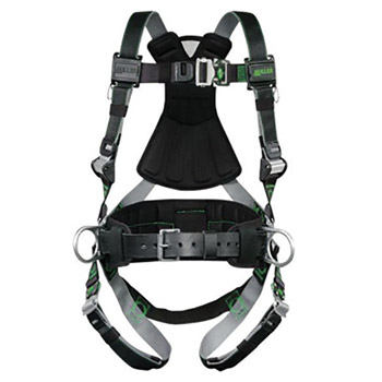 Miller By Honeywell DFPRDTQCBDPUBK Universal DualTech Revolution Full Body Style Harness With Back And Side D-Ring And Pad, Quick Connect Chest And Leg Strap Buckle, Sub-Pelvic Strap And Removable Belt
