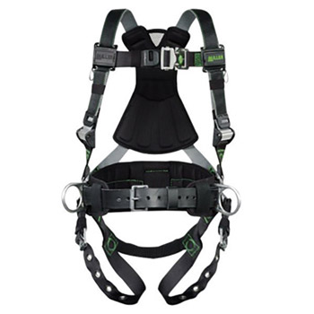 Miller By Honeywell DFPRDTTBBDPUBK Universal DualTech Revolution Full Body Style Harness With Back And Side D-Ring And Pad, Quick Connect Chest Strap Buckle, Tongue Leg Strap Buckle, Sub-Pelvic Strap And Removable Belt