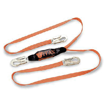 Miller By Honeywell DFPT61216FTAF 6' Titan Polyester Web Twin-Leg Lanyard With -2- 3/4" Locking Snap Hooks And Shock Absorber Pack