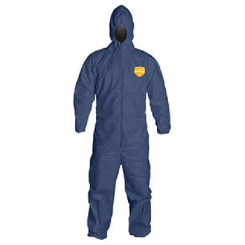 DuPont X-Large Denim Blue 12 mil ProShield SMS Chemical Protection Coverall Small With Serged Seams Front Zipper