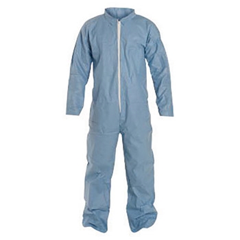 DuPont DPPTM120SBU Blue Safespec 2.0 Tempro Disposable Water And Flame Resistant Coveralls With Front Zipper Closure, Laydown Collar, Open Wrists, Open Ankles And Set Sleeves, Per Case of 25 Each