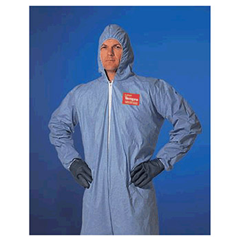 DuPont Large Blue Tempro Disposable Water Resistant And Flame Retardant Coverall Small With Front Zipper Closure