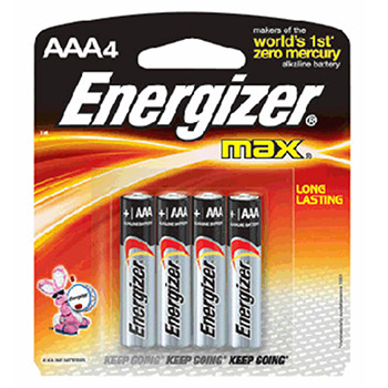 Energizer E92BP-4 MAX AAA Alkaline Battery (4 Per Card)