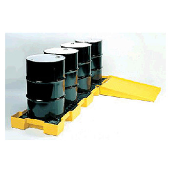 Eagle 1647 Four Drum Polyethylene In-Line Spill Platform With 66 Gallon Secondary Spill Capacity 106" X 30 1/2" X 6